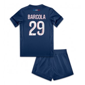 Billiga Paris Saint-Germain Bradley Barcola #29 Hemmatröja Barn 2024-25 Kortärmad (+ Korta byxor)